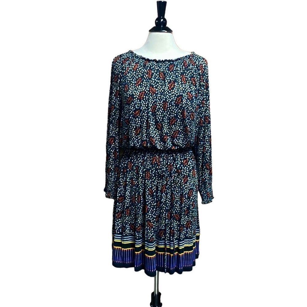 Ann Taylor Loft Smocked Neck Multi Color Dress Size Large